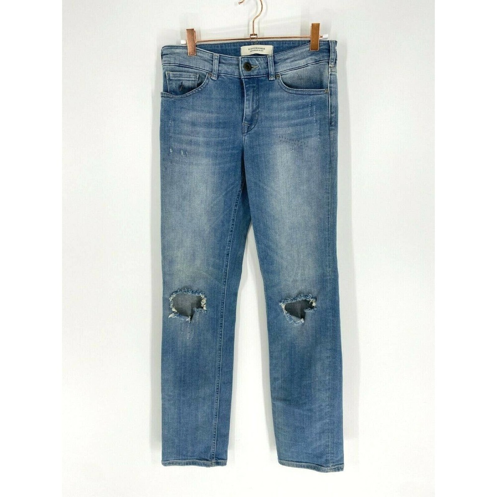 Scotch & Soda Distressed Straight Leg Denim Jeans